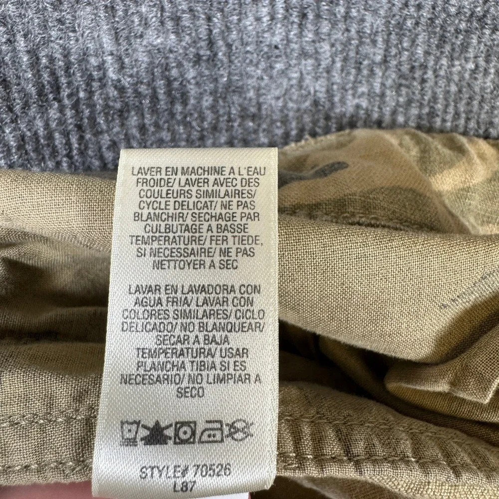 Juicy Couture Mens Camo Linen Pants Tan Green Camouflage Straight Leg 70526